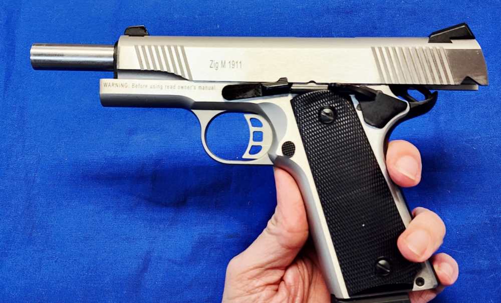 MINT IN BOX TISAS ZIG M1911 .45 ACP 5" STAINLESS SKELETONIZED-img-6