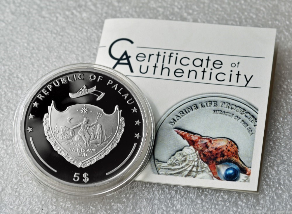 2016 - Charonia Tritonis Snail - 1oz .999 fine silver w/ pearl insert-img-2