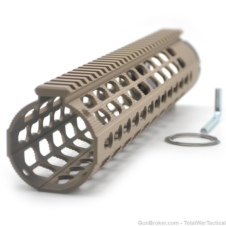 12" AR10 FDE Flat Dark Earth Tan Low Profile Keymod Free Float Handguard-img-2