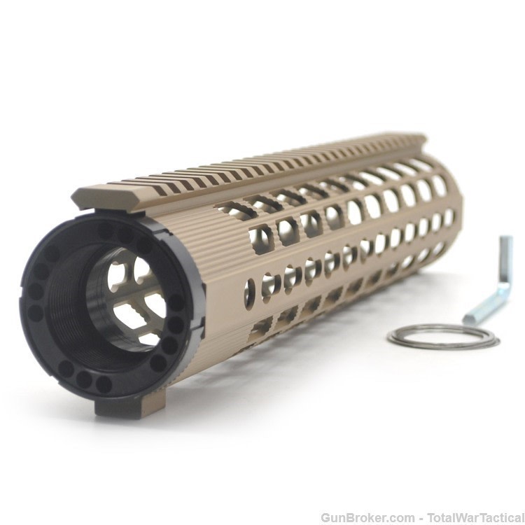 12" AR10 FDE Flat Dark Earth Tan Low Profile Keymod Free Float Handguard-img-1