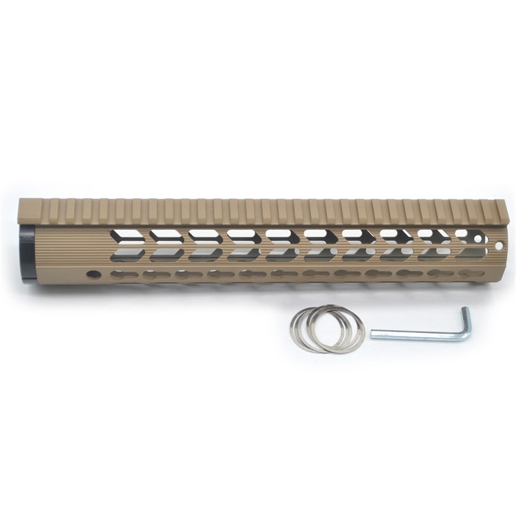 12" AR10 FDE Flat Dark Earth Tan Low Profile Keymod Free Float Handguard-img-0