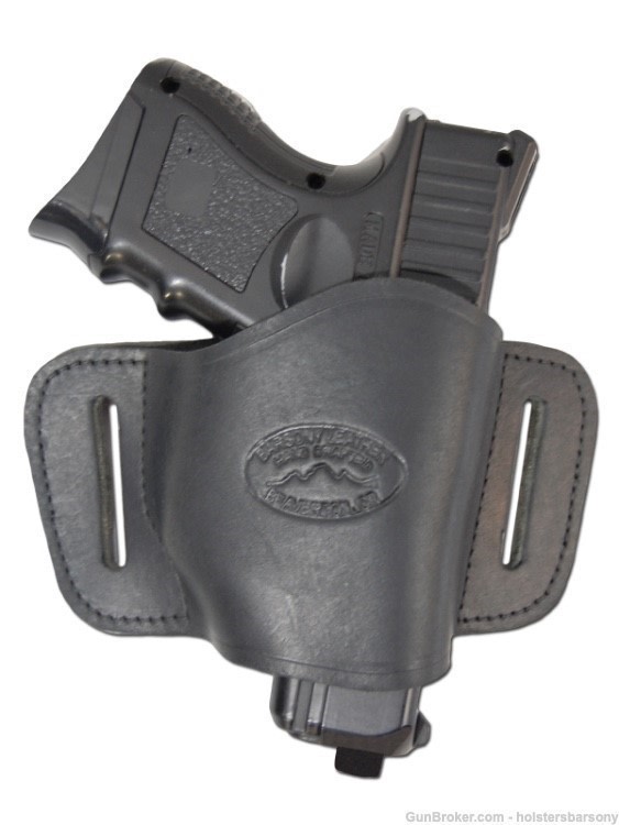 Barsony Black Leather Quick Slide Holster Compact 9mm 40 45 Size 16 Right-img-2