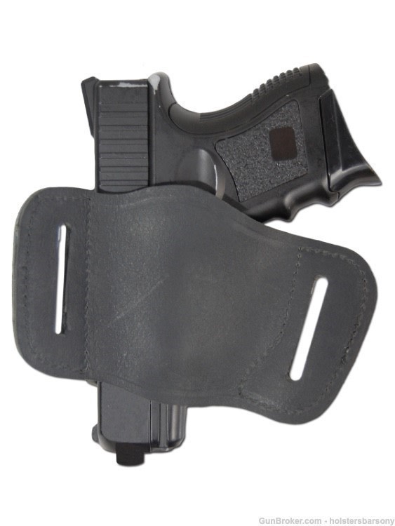 Barsony Black Leather Quick Slide Holster Compact 9mm 40 45 Size 16 Right-img-1