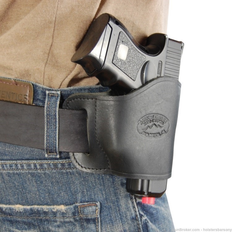 Barsony Black Leather Quick Slide Holster Compact 9mm 40 45 Size 16 Right-img-5