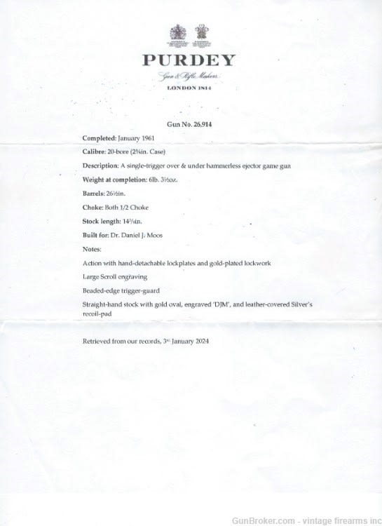 Purdey 20 Gauge Over/Under – EXTRA FINISH, PURDEY LETTER-img-34