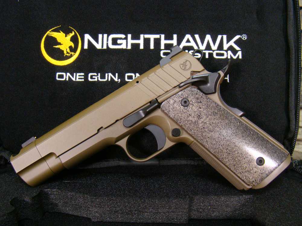 Nighthawk Custom Firehawk 9mm 1911 comp Pistol Sandhawk FDE tan finish IOS -img-2