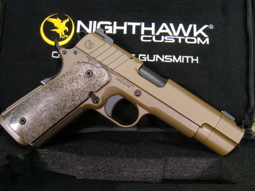 Nighthawk Custom Firehawk 9mm 1911 comp Pistol Sandhawk FDE tan finish IOS -img-10