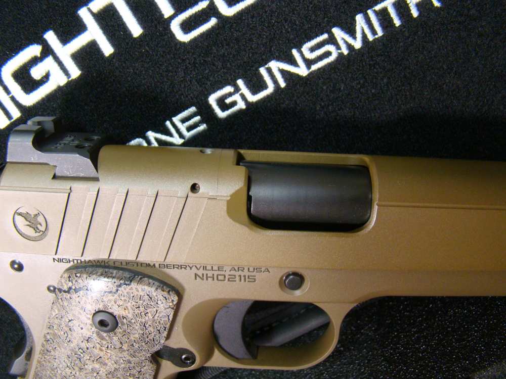 Nighthawk Custom Firehawk 9mm 1911 comp Pistol Sandhawk FDE tan finish IOS -img-12
