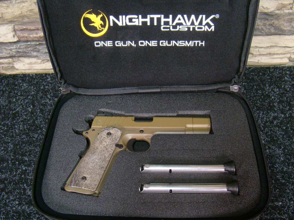 Nighthawk Custom Firehawk 9mm 1911 comp Pistol Sandhawk FDE tan finish IOS -img-1