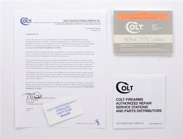 Colt King Cobra 1993 Manual, Letter, More-img-0