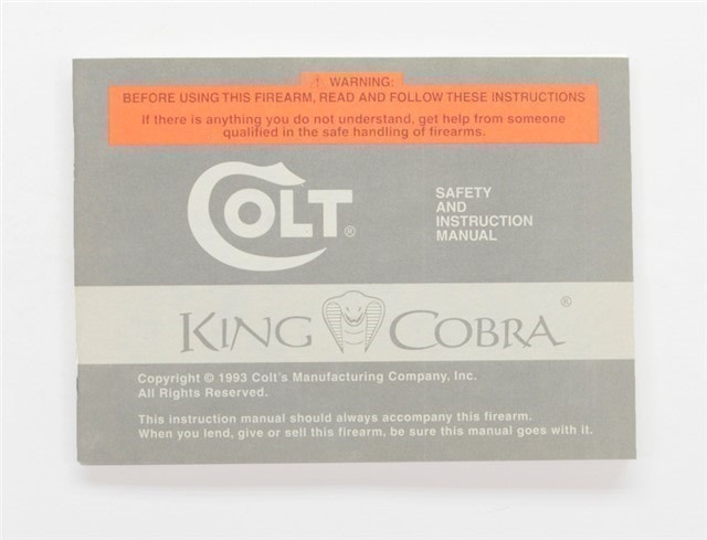 Colt King Cobra 1993 Manual, Letter, More-img-1
