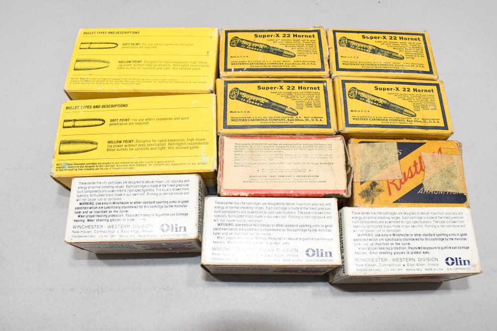 11 Boxes 546 RDS Vintage Mixed 22 Hornet Rifle Ammo Winchester Remington +-img-1