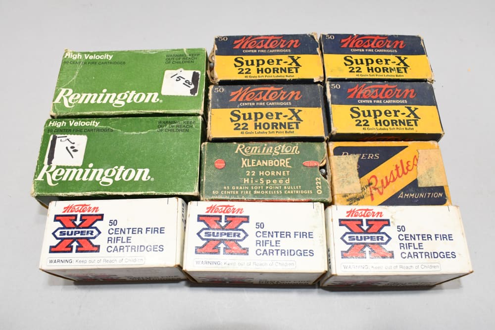 11 Boxes 546 RDS Vintage Mixed 22 Hornet Rifle Ammo Winchester Remington +-img-0