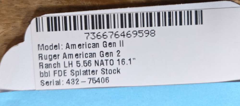 Ruger American Gen II Ranch LH 5.56 NATO 16.1" Threaded bbl FDE Splatter-img-8