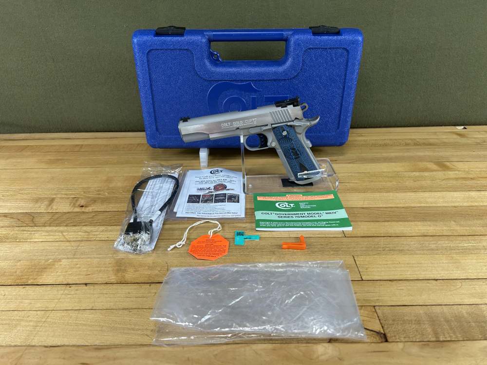 Colt Gold Cup Trophy 1911 Pistol .38 Super 5" Barrel Stainless Steel As New-img-0