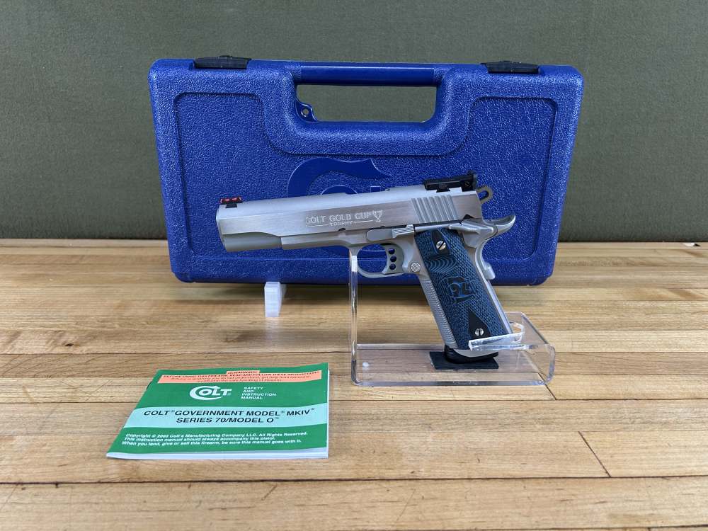 Colt Gold Cup Trophy 1911 Pistol 9MM 5" Barrel Stainless As New in Box VGC -img-0