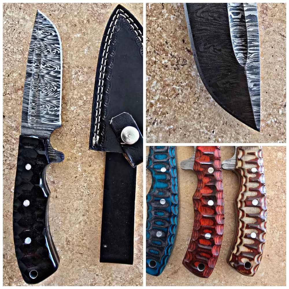 Damascus hand-made hand-forged skinners. Choice of handle colors -img-0