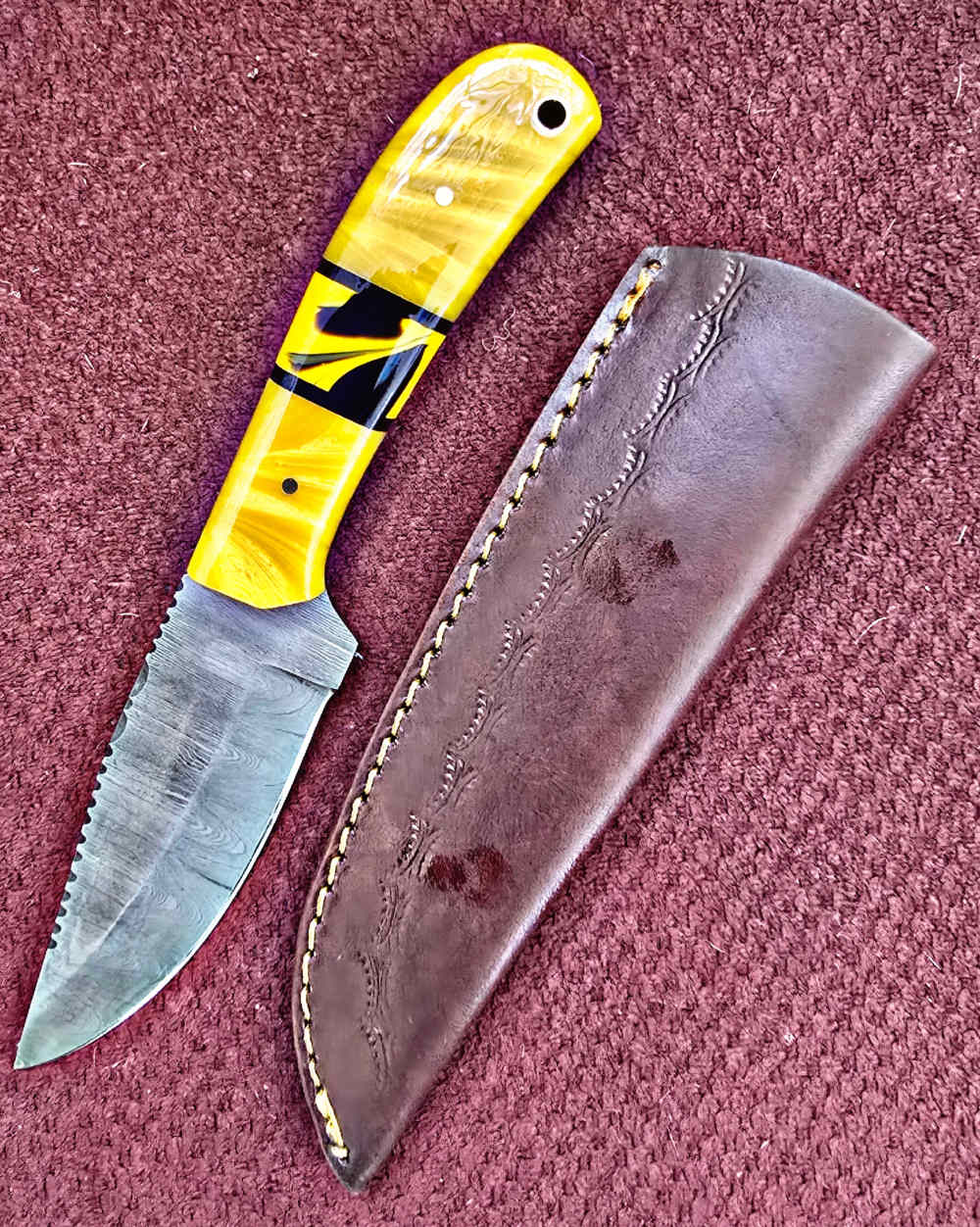 Damascus FULL TANG construction skinners. Wood or synthetic handle -img-5
