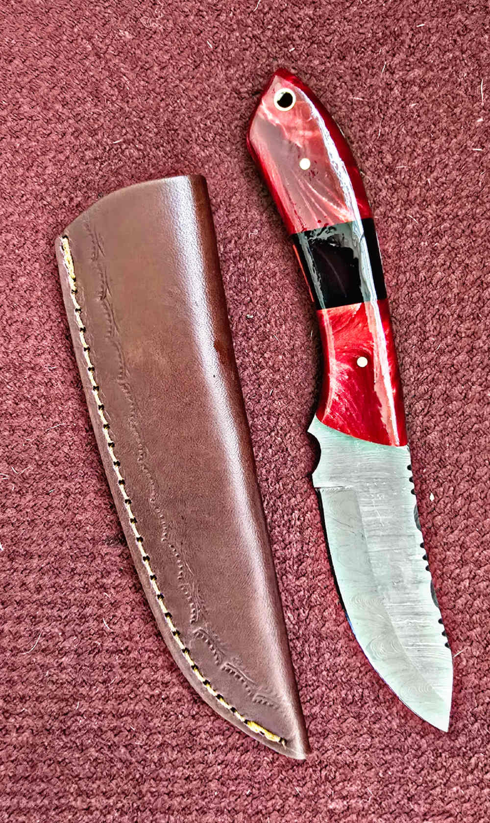 Damascus FULL TANG construction skinners. Wood or synthetic handle -img-9