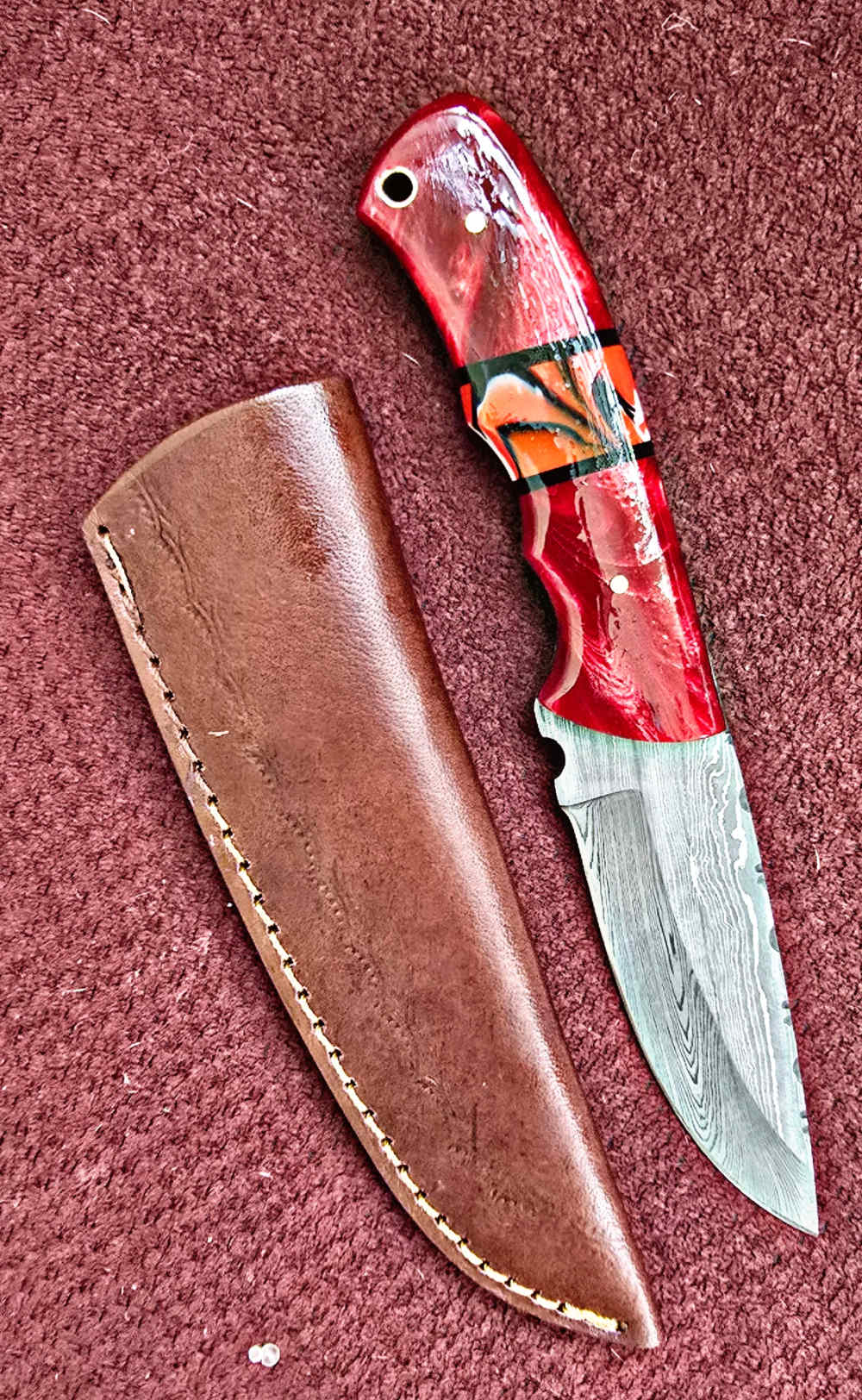 Damascus FULL TANG construction skinners. Wood or synthetic handle -img-22