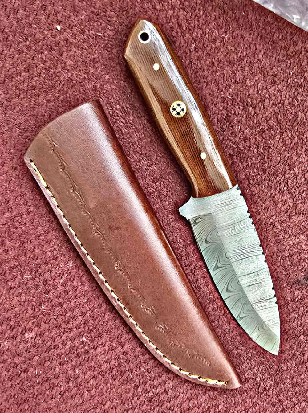 Damascus FULL TANG construction skinners. Wood or synthetic handle -img-18