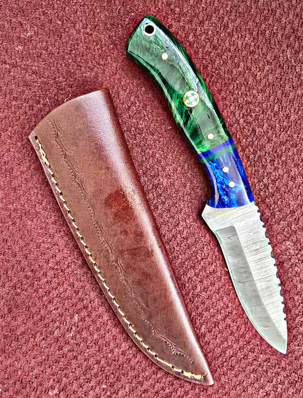 Damascus FULL TANG construction skinners. Wood or synthetic handle -img-3