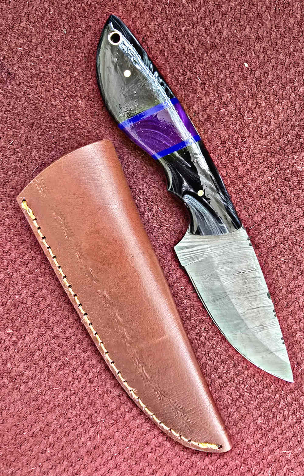 Damascus FULL TANG construction skinners. Wood or synthetic handle -img-12