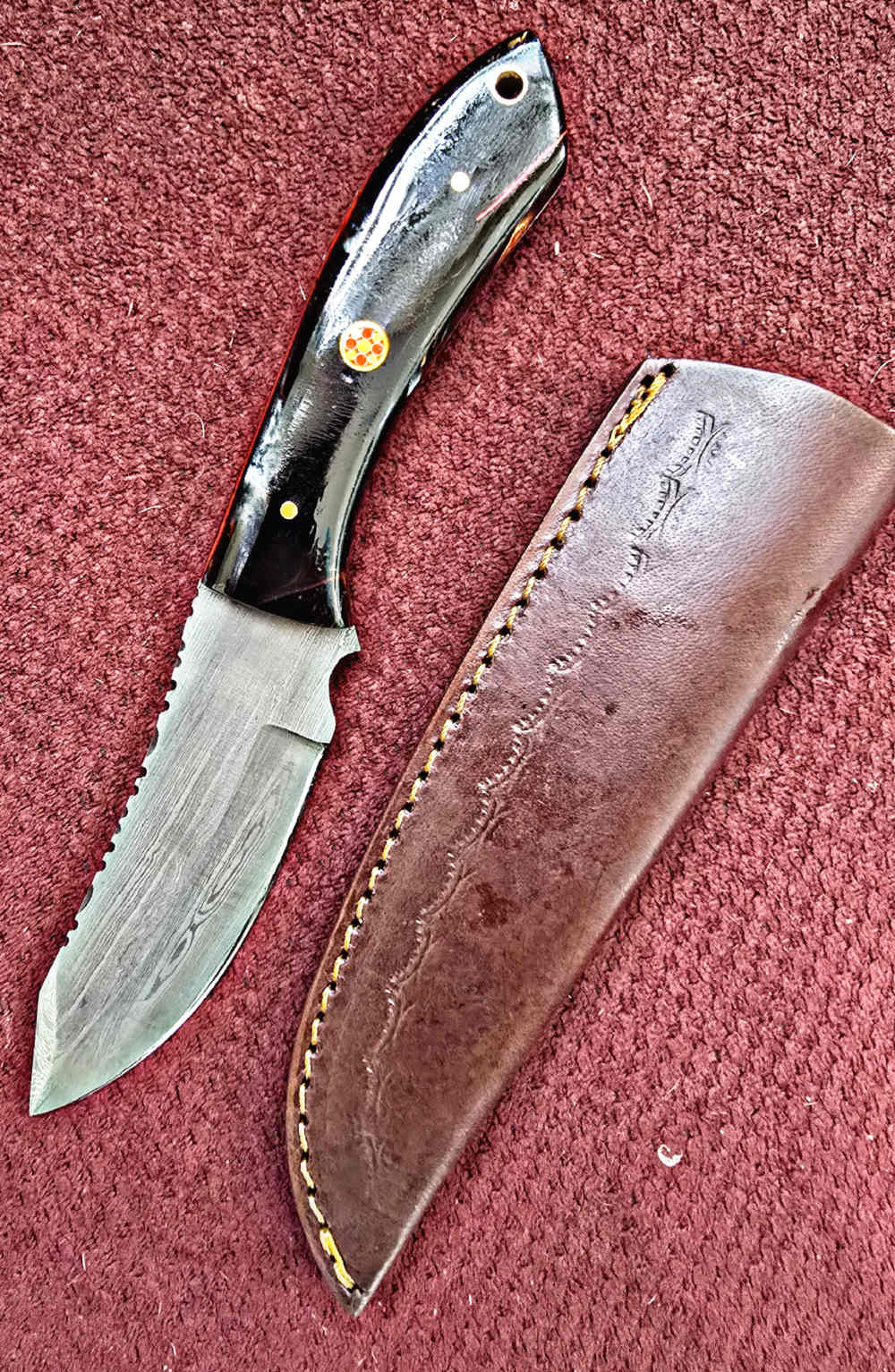 Damascus FULL TANG construction skinners. Wood or synthetic handle -img-4