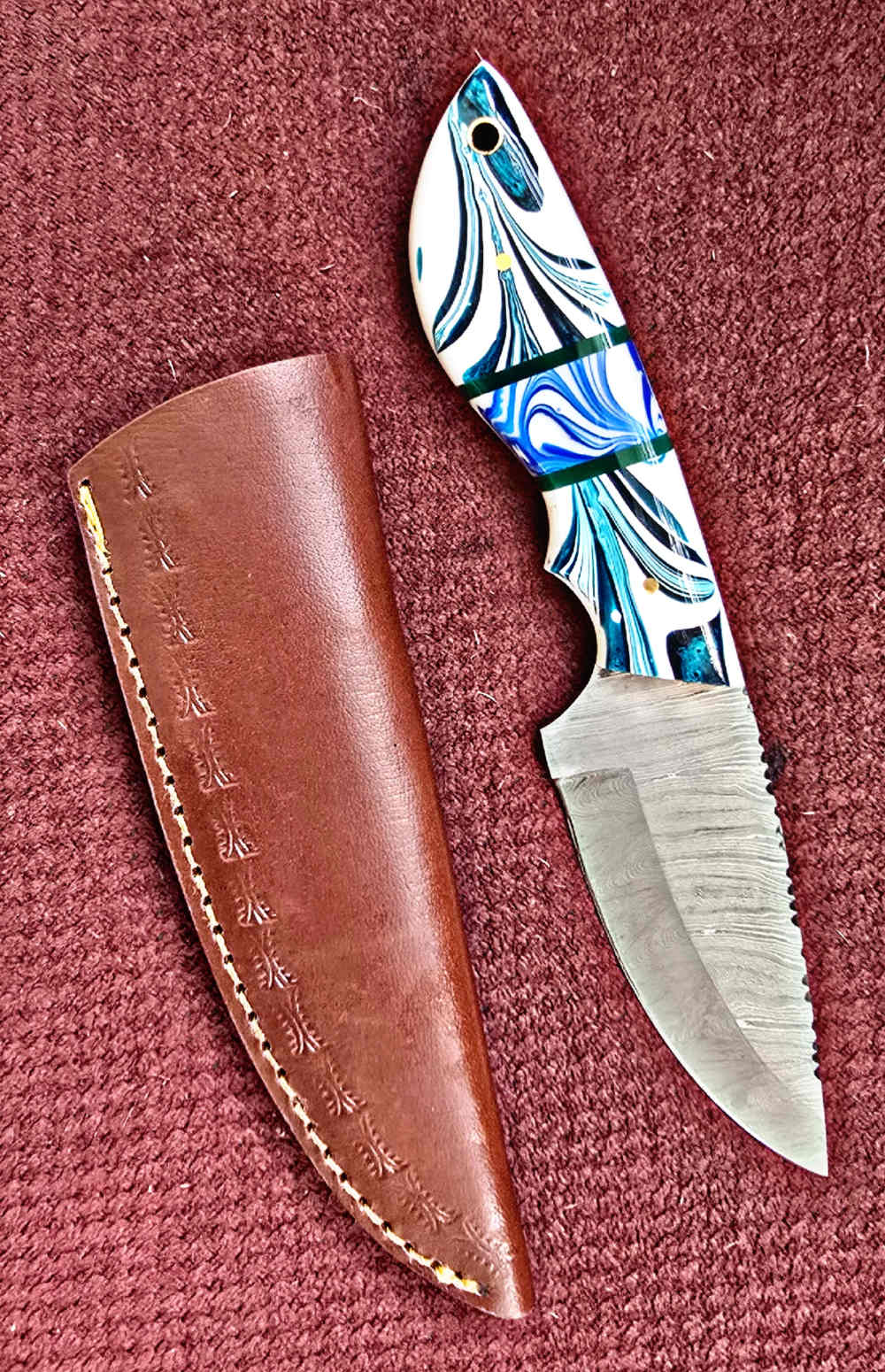 Damascus FULL TANG construction skinners. Wood or synthetic handle -img-13