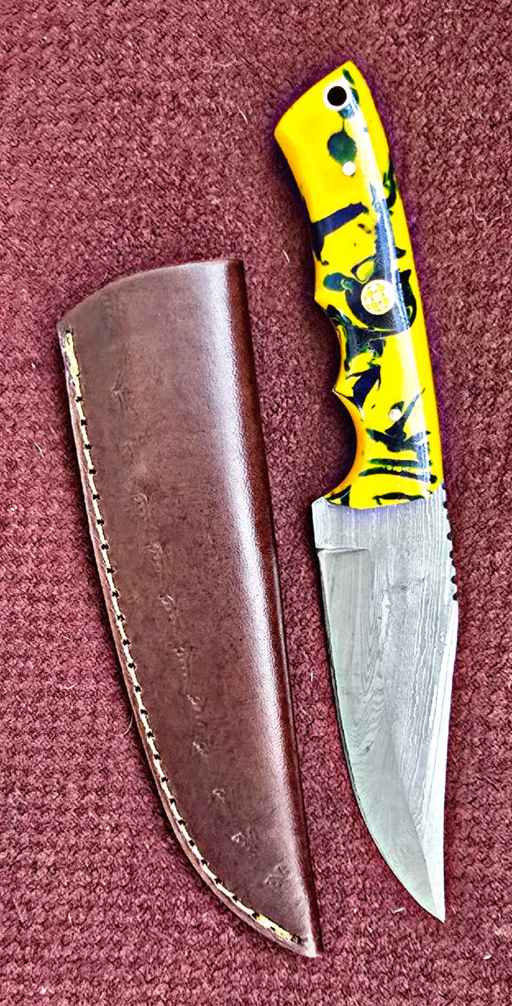 Damascus FULL TANG construction skinners. Wood or synthetic handle -img-16
