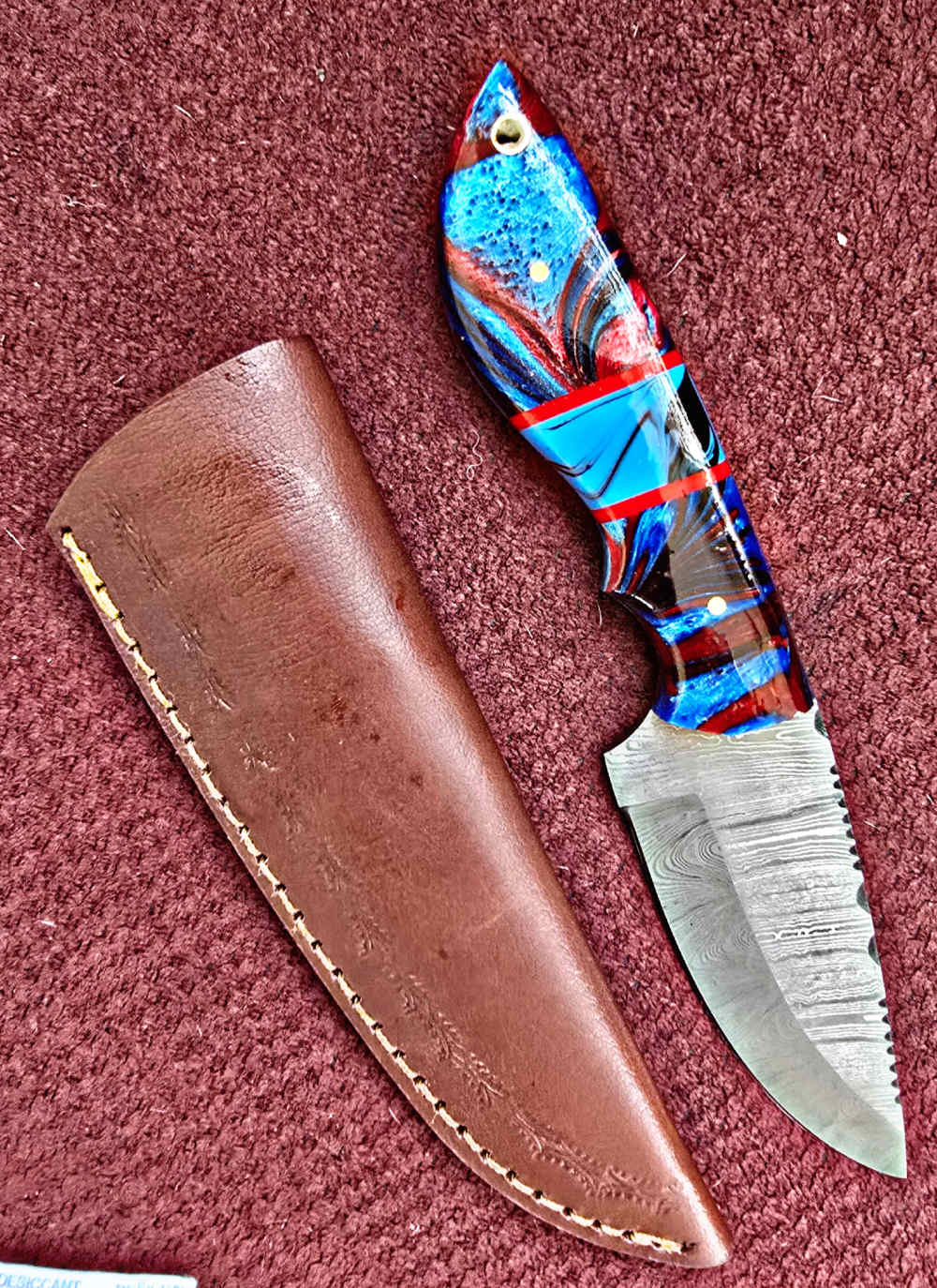 Damascus FULL TANG construction skinners. Wood or synthetic handle -img-15