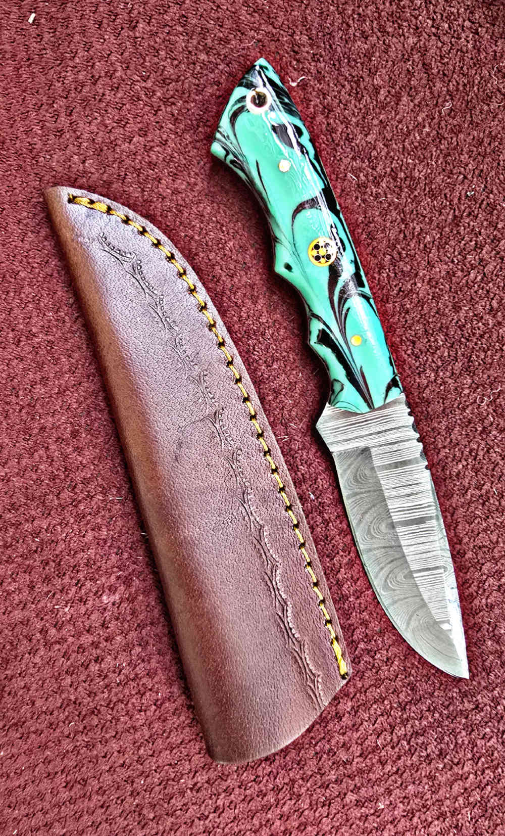 Damascus FULL TANG construction skinners. Wood or synthetic handle -img-8
