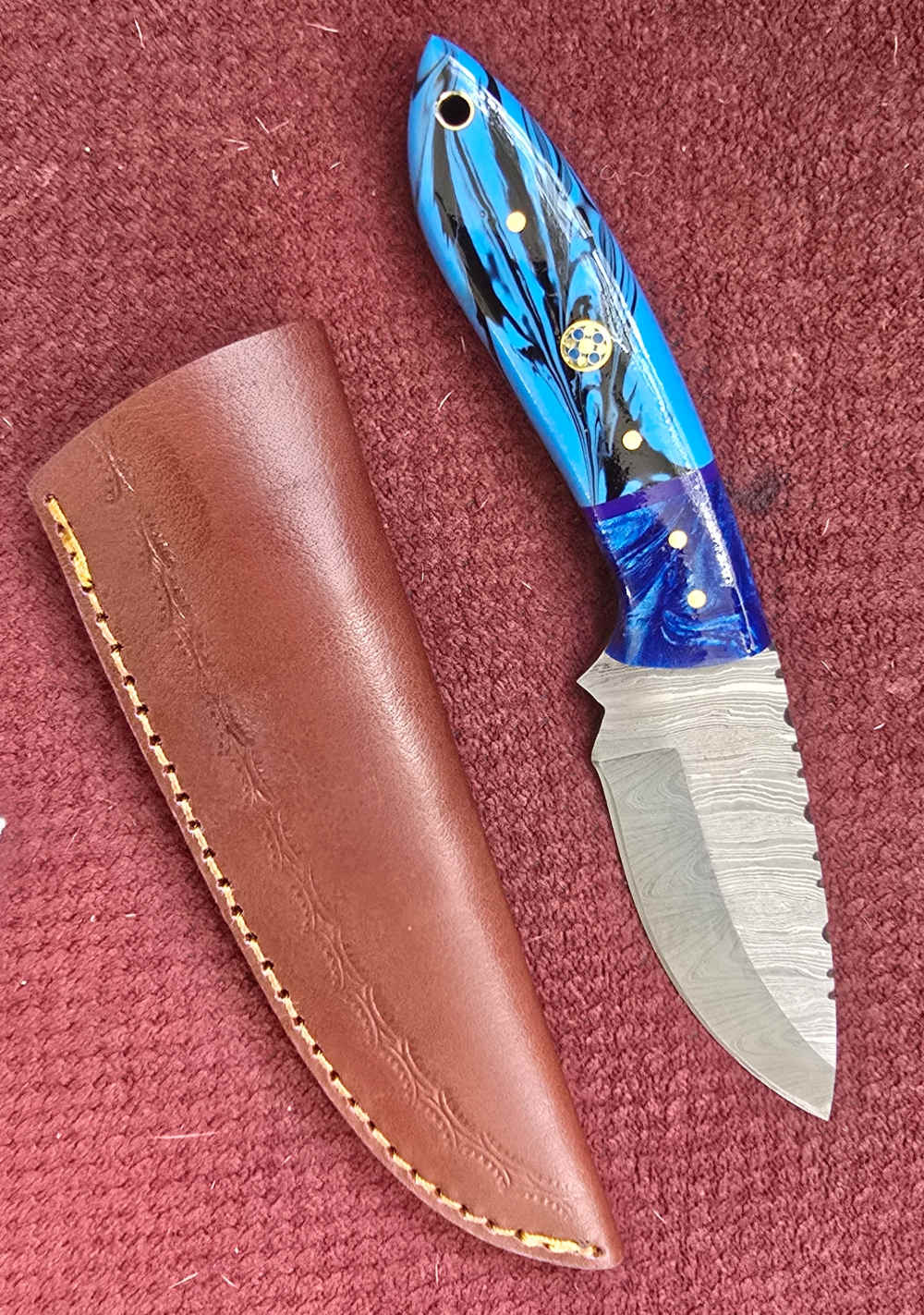 Damascus FULL TANG construction skinners. Wood or synthetic handle -img-14