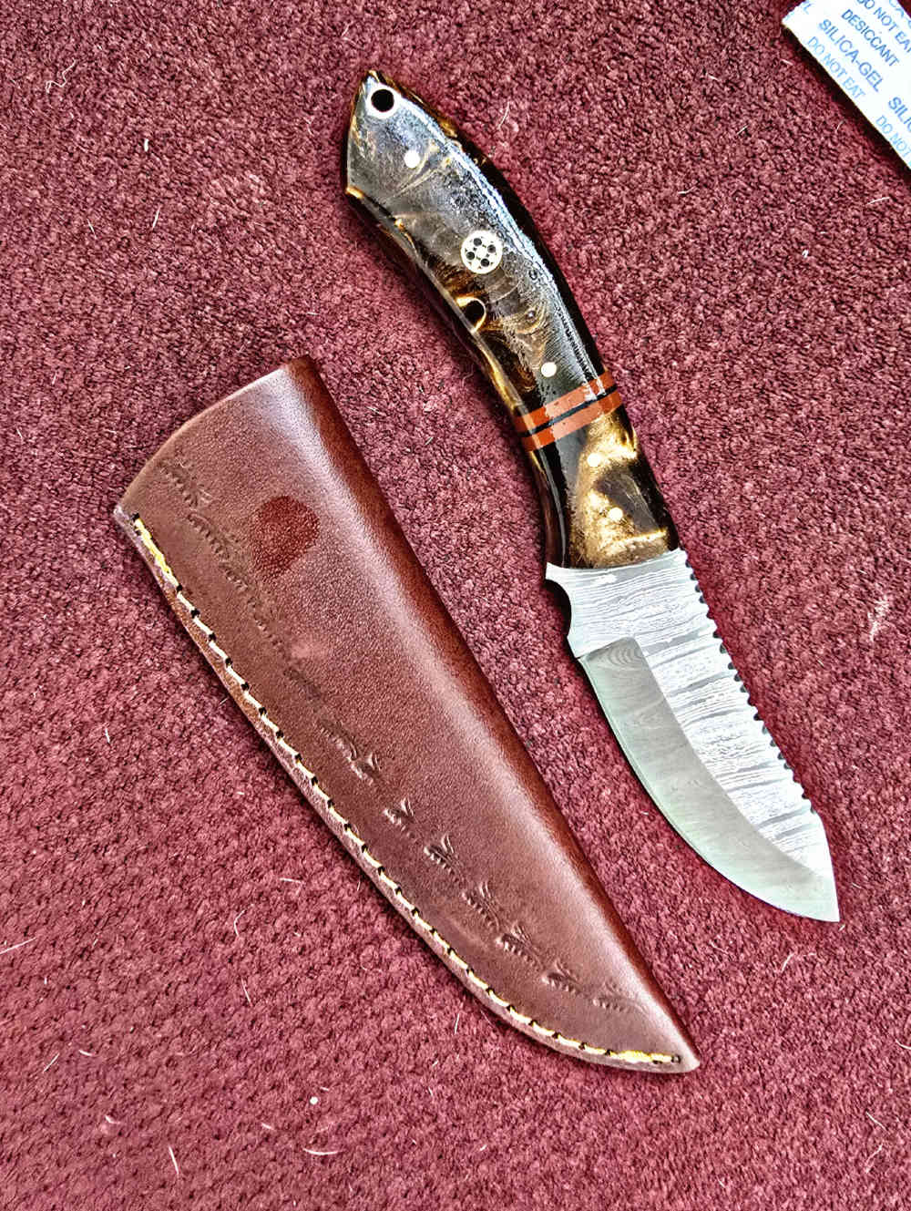 Damascus FULL TANG construction skinners. Wood or synthetic handle -img-7