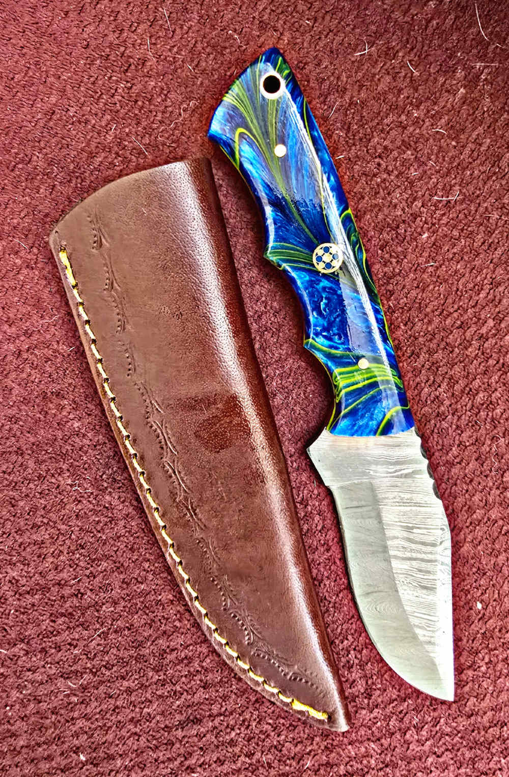 Damascus FULL TANG construction skinners. Wood or synthetic handle -img-10