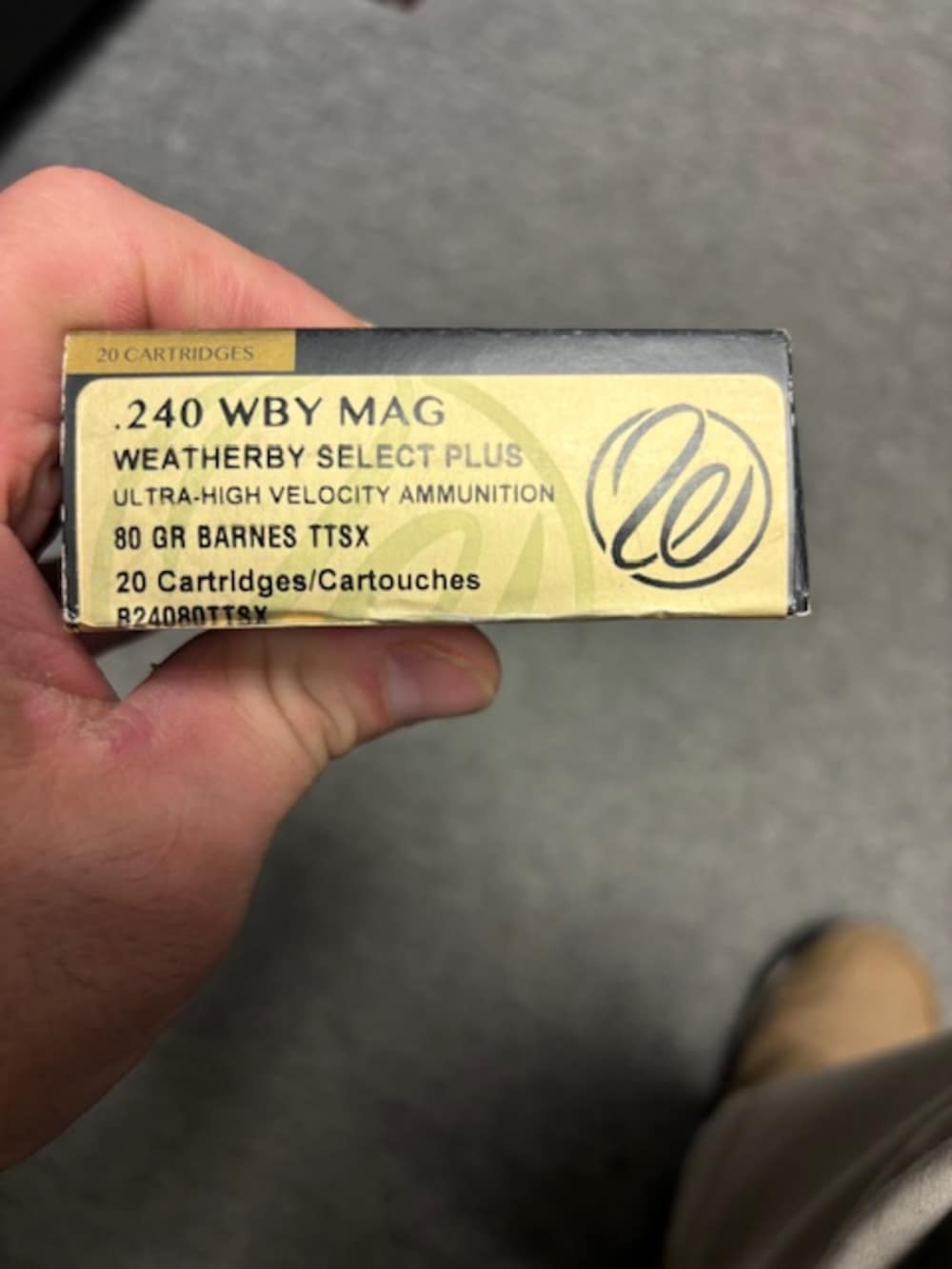 WEATHERBY SELECT PLUS .240WBY MAG 80GR BARNES TTSX 20RDS-img-0