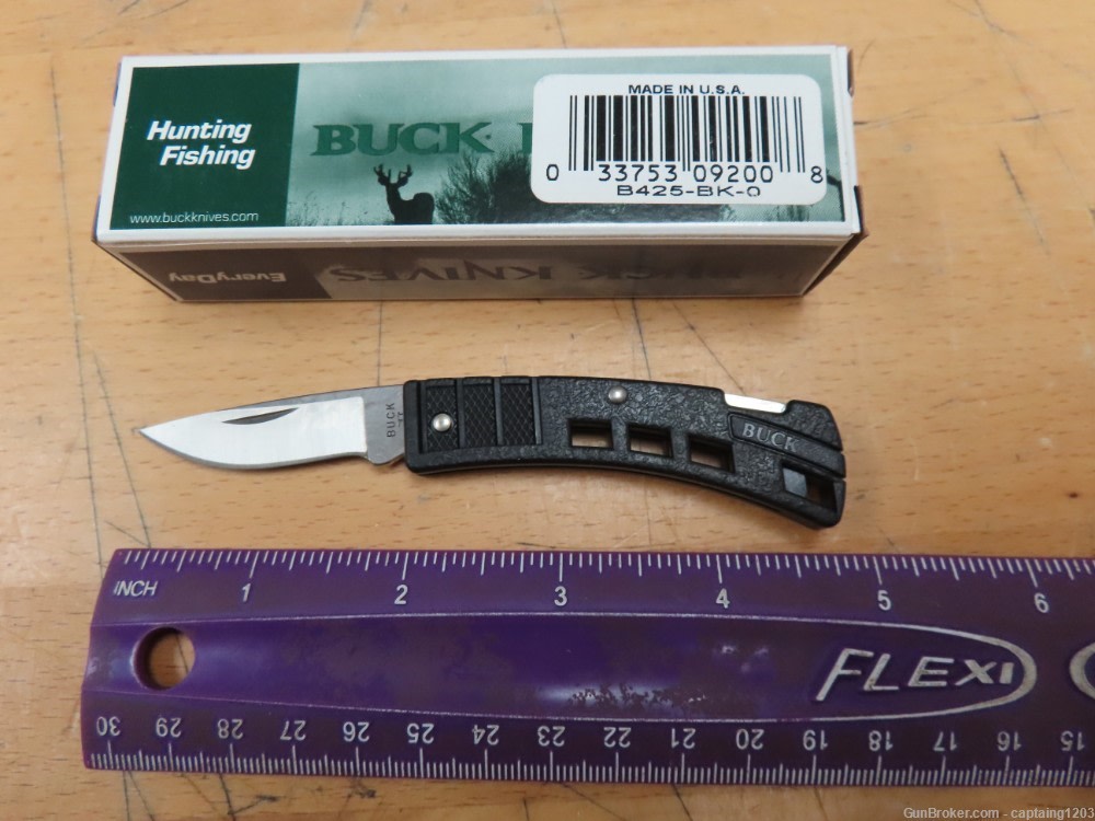 Vintage Mini Buck Pocket Knife, Black (B425-BK-0) USA!-img-0