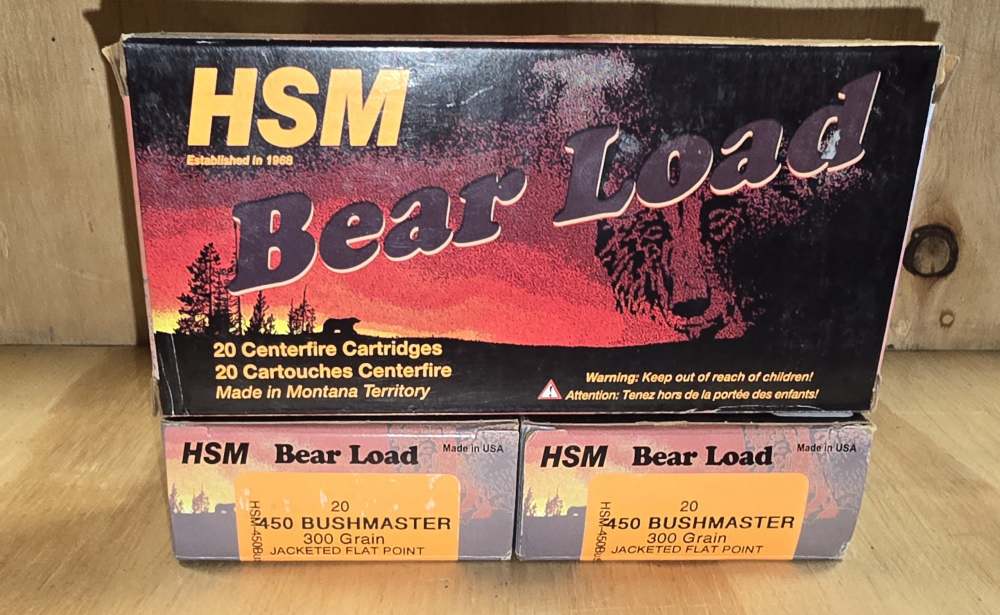HSM Bear Load 450 Bushmaster 300 Grain Jacketed Flat Point-Lot of 3 Boxes-img-0