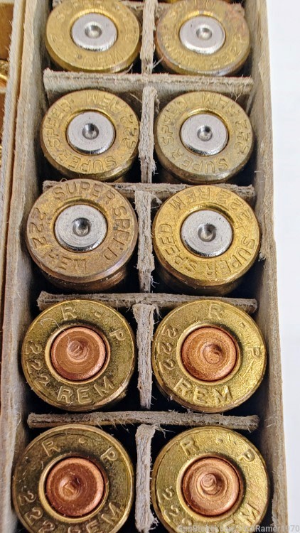 (5) "Early Vintage" Winchester & Remington 222 Rem  Box & Casings-img-16