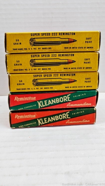 (5) "Early Vintage" Winchester & Remington 222 Rem  Box & Casings-img-4