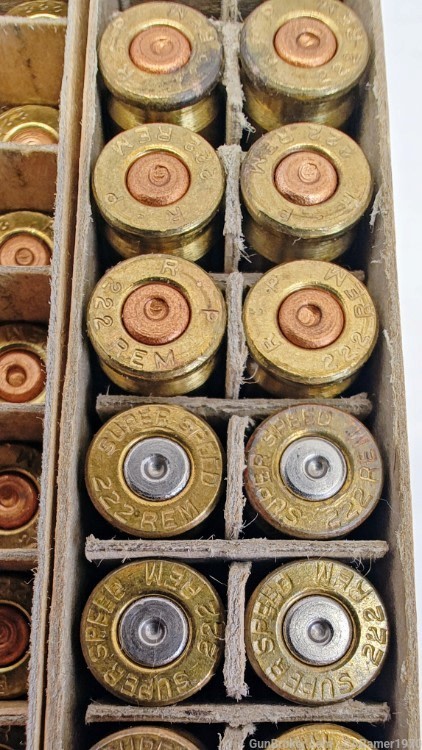 (5) "Early Vintage" Winchester & Remington 222 Rem  Box & Casings-img-17