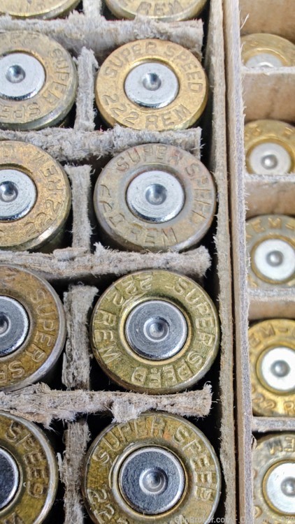 (5) "Early Vintage" Winchester & Remington 222 Rem  Box & Casings-img-14