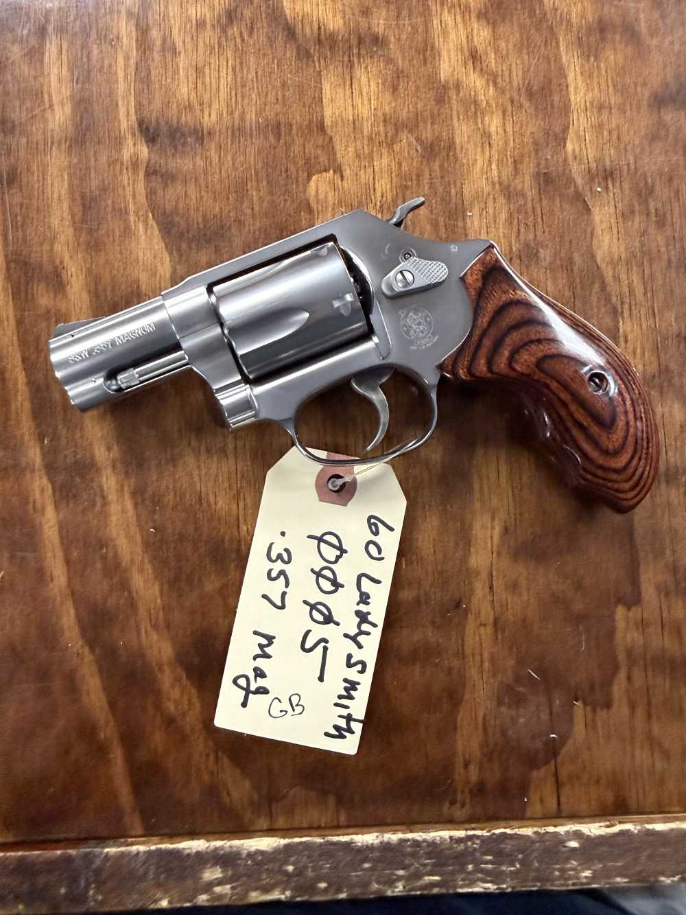 Preowned Smith & Wesson 60 LS Ladysmith Stainless Steel revolver wood grips-img-0