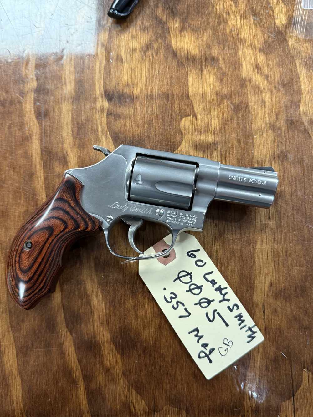 Preowned Smith & Wesson 60 LS Ladysmith Stainless Steel revolver wood grips-img-6