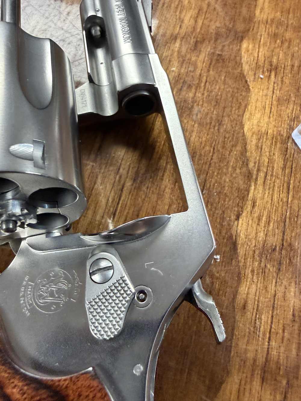 Preowned Smith & Wesson 60 LS Ladysmith Stainless Steel revolver wood grips-img-14