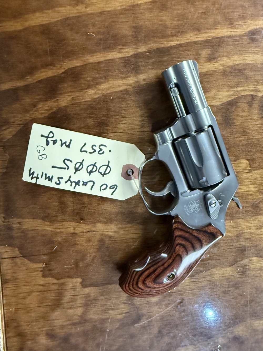 Preowned Smith & Wesson 60 LS Ladysmith Stainless Steel revolver wood grips-img-1