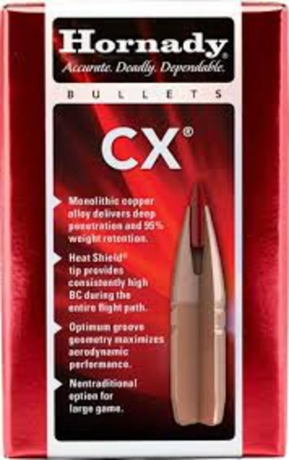 Hornady 30738 cx  30 cal 190 gr copper solid 50 per box- 25 case-img-0