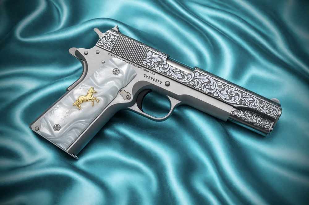 Colt 1911 Engraved Stainless 5”  .45 ACP -img-0