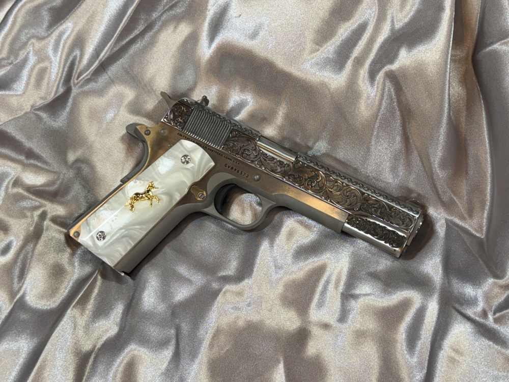 Colt 1911 Engraved Stainless 5”  .45 ACP -img-1