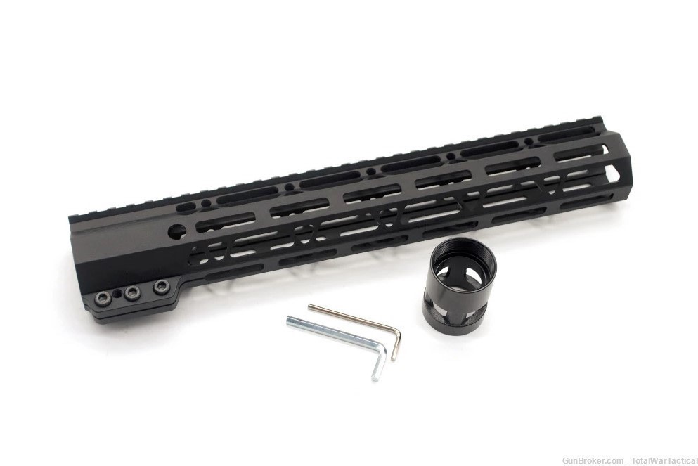 12" AR AR15 Slim Clamp MLOK MLOCK Black Anodized Free Float Handguard Rail-img-0